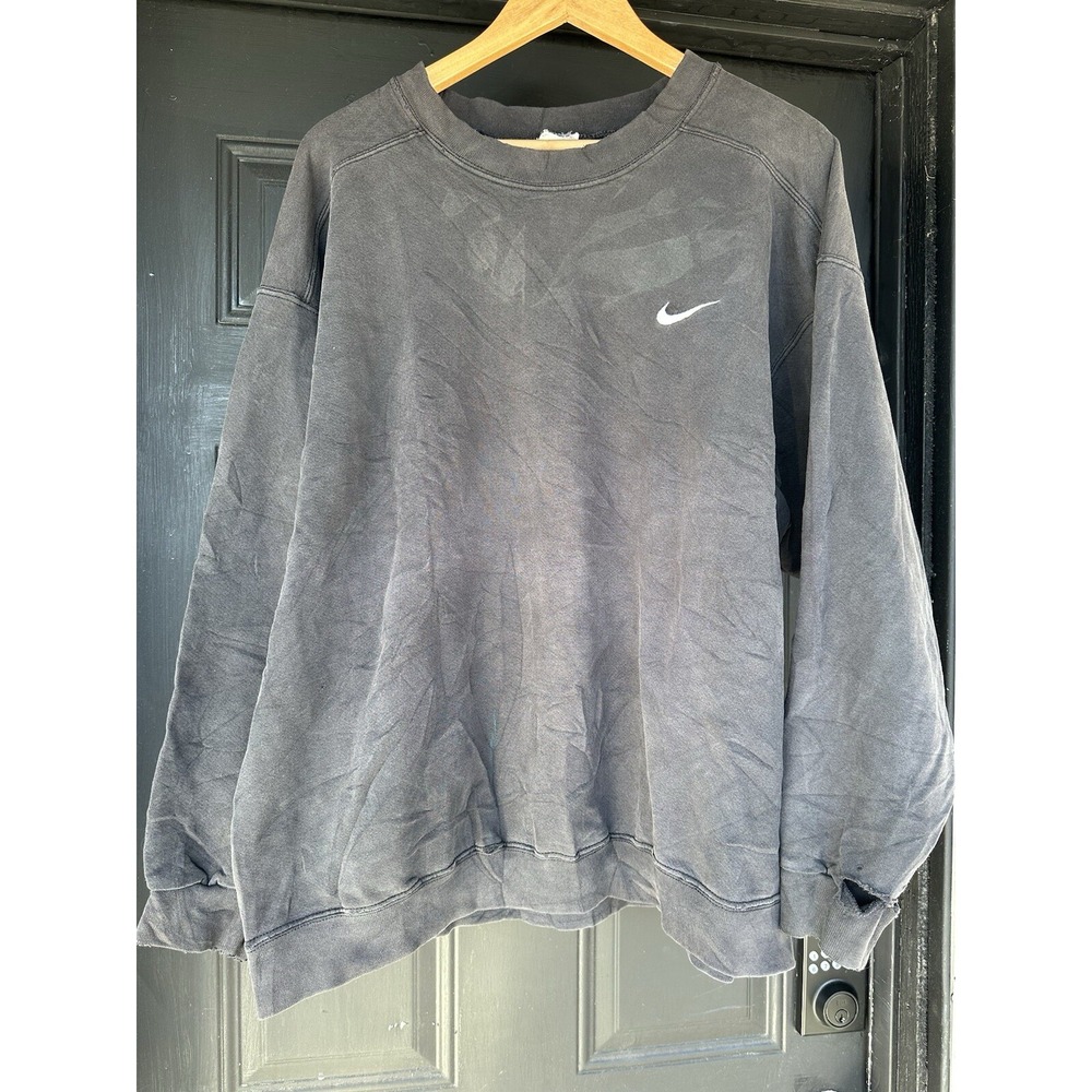 Vintage Nike Sweatshirt Mens XL Black Essential Swoosh Crewneck 90s Thrashed